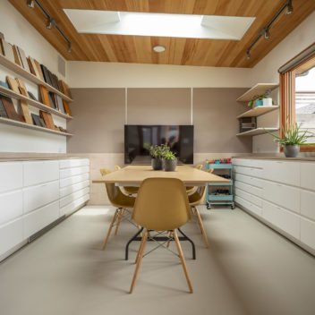 Interior view of Studio Zerbey modern home office space