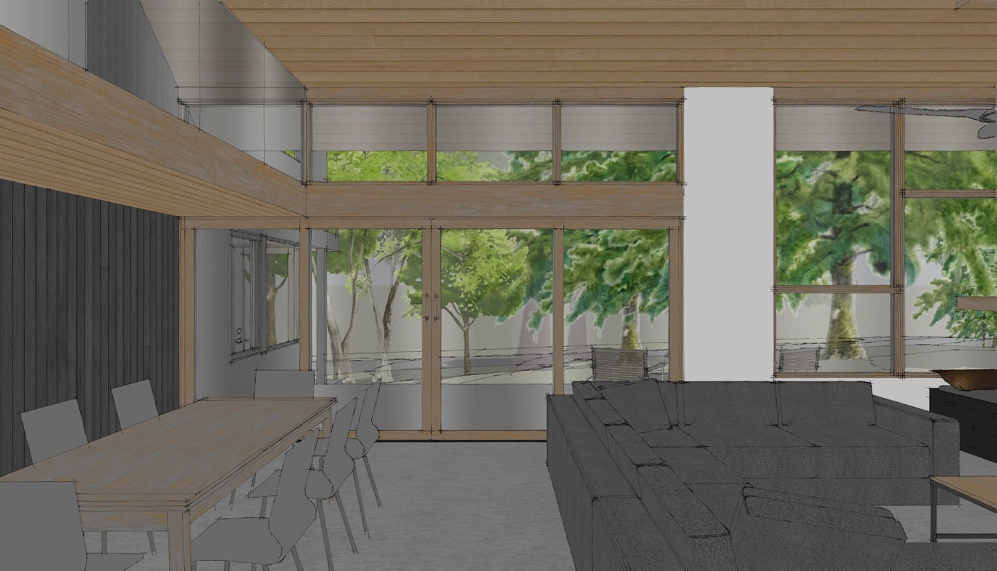 Interior 3D renderings of new modern custom home in Kirkland, WA