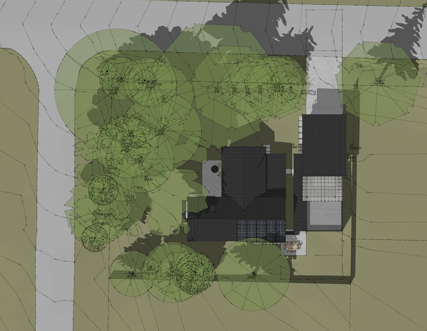 Exterior 3D renderings of new modern custom home in Kirkland, WA