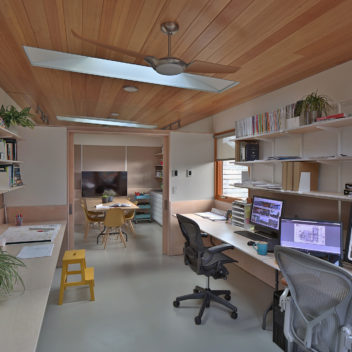 Interior view of Studio Zerbey modern home office in Seattle, WA