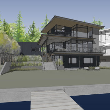 modern lakefront custom home on Lake Washington in Seattle