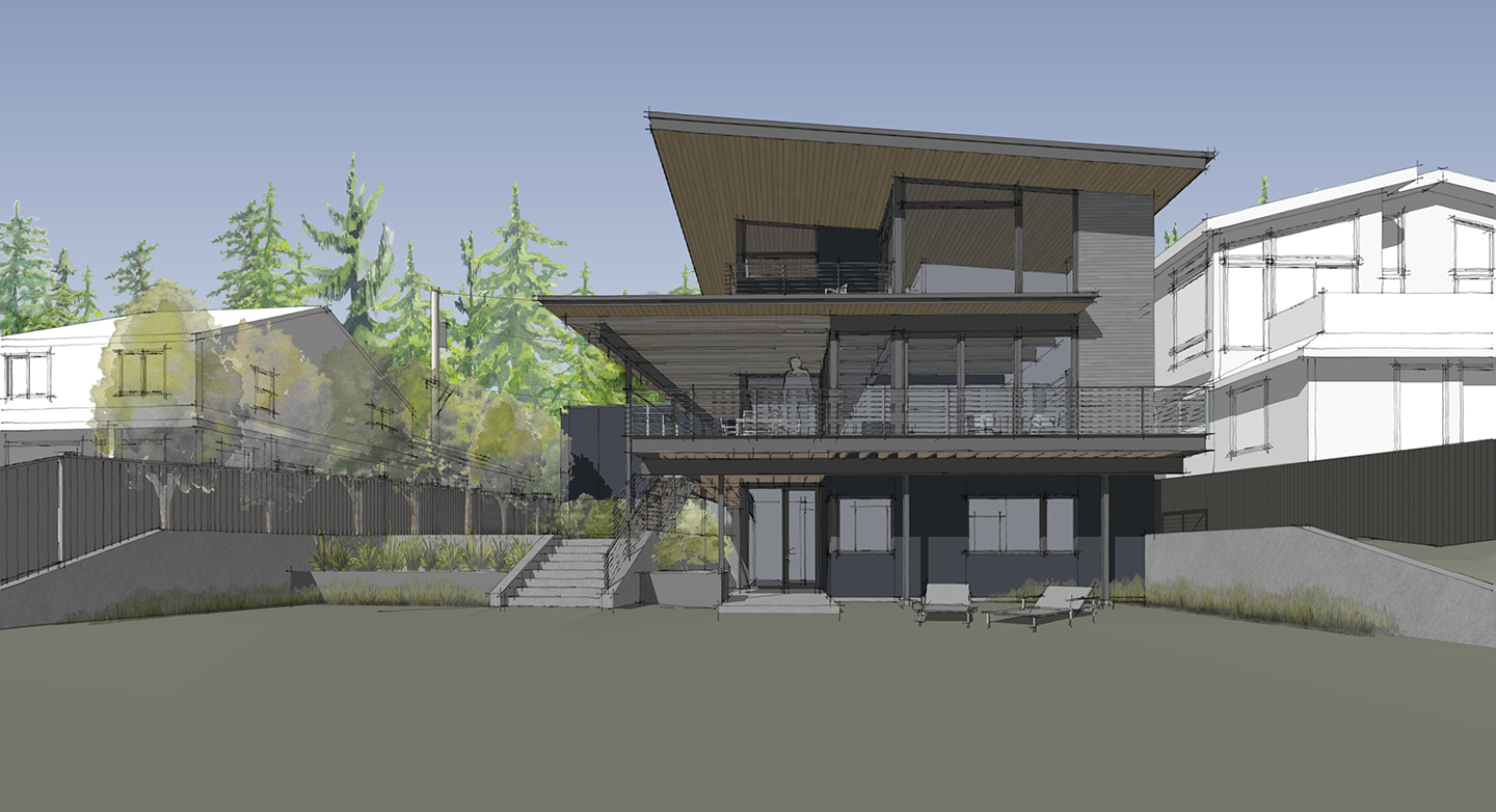 modern lakefront custom home on Lake Washington in Seattle