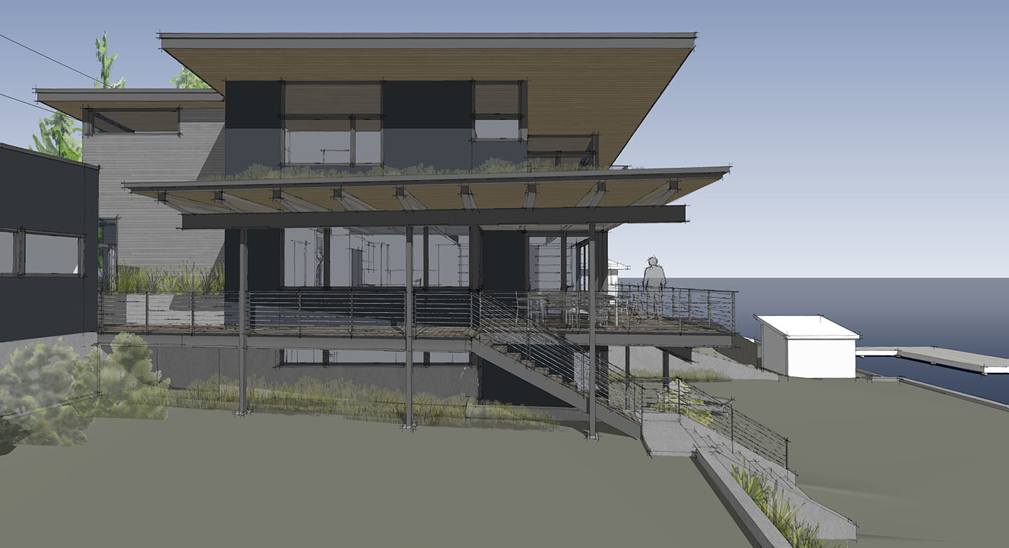 modern lakefront custom home on Lake Washington in Seattle